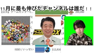 【11月】最も伸びたチャンネルは？#グラフ動画